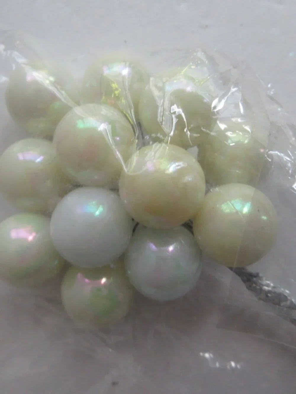 Christmas Craft 16mm Ball Picks (12) Pearl White Rag Shop 6 Pkgs NOS Vintage